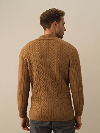Xint Camel Lüks Pamuk Dokulu Regular Fit Hırka