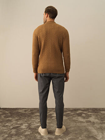 Xint Camel Lüks Pamuk Dokulu Regular Fit Hırka