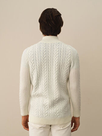 Xint Ekru Lüks Pamuk Dokulu Regular Fit Hırka