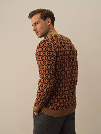 Xint Camel Lüks Pamuk Dokulu Regular Fit Kazak