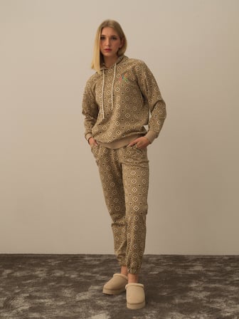 Xint Bej Işıltılı Lurex Detaylı Oversize Sweatshirt