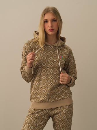 Xint Bej Işıltılı Lurex Detaylı Oversize Sweatshirt