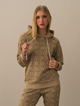 Xint Bej Işıltılı Lurex Detaylı Oversize Sweatshirt
