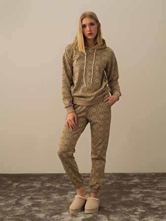Xint Bej Işıltılı Lurex Detaylı Oversize Sweat Pantolon