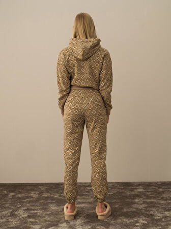 Xint Bej Işıltılı Lurex Detaylı Oversize Sweat Pantolon
