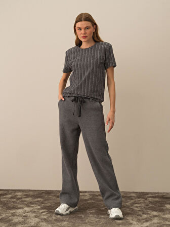 Xint Siyah Işıltılı Lurex Detaylı Regular Fit Bluz