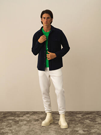 Xint Lacivert Pamuk Dokulu Regular Fit Gömlek