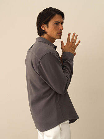 Xint Koyu Gri Pamuk Dokulu Regular Fit Gömlek