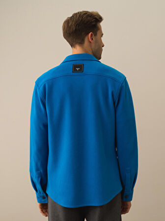 Xint Mavi Pamuk Dokulu Regular Fit Gömlek