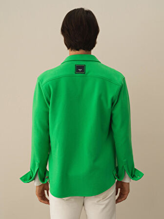 Xint Yeşil Pamuk Dokulu Regular Fit Gömlek
