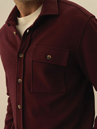 Xint Bordo Pamuk Dokulu Regular Fit Gömlek