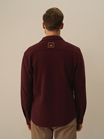Xint Bordo Pamuk Dokulu Regular Fit Gömlek