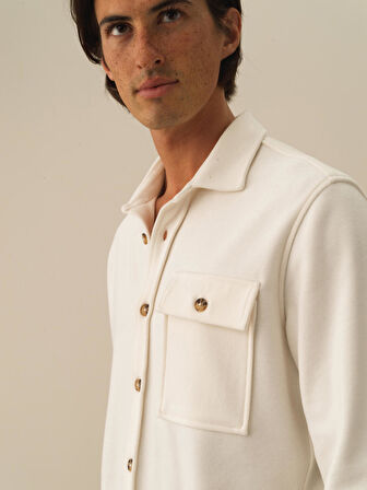 Xint Ekru Pamuk Dokulu Regular Fit Gömlek