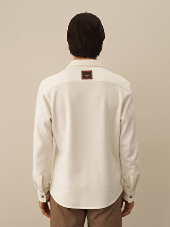 Xint Ekru Pamuk Dokulu Regular Fit Gömlek