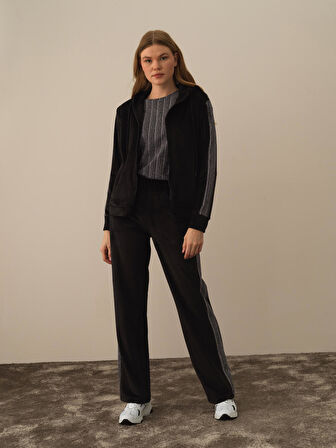 Xint Siyah Esnek Dokulu Regular Fit Sweatmont