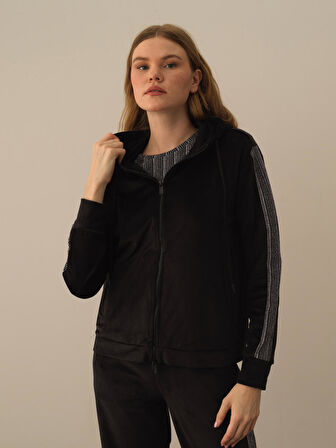 Xint Siyah Esnek Dokulu Regular Fit Sweatmont