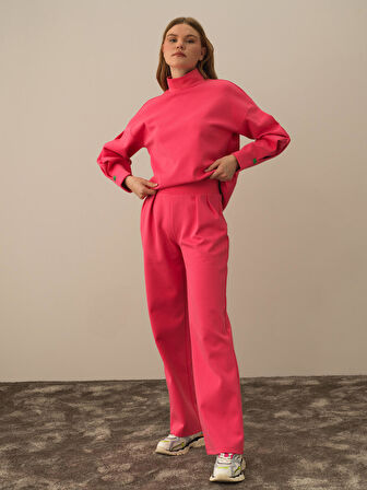 Xint Pembe Pamuk Dokulu Oversize Sweat Pantolon