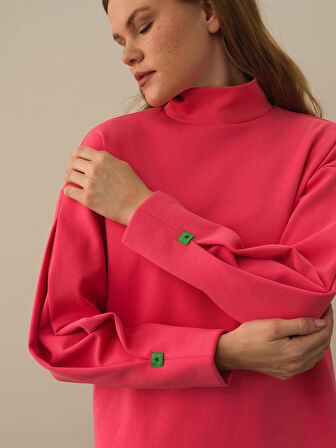 Xint Pembe Pamuk Dokulu Oversize Sweatshirt