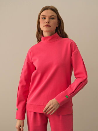 Xint Pembe Pamuk Dokulu Oversize Sweatshirt
