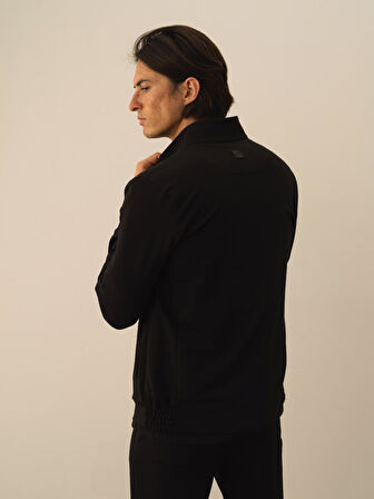 Xint Siyah Pamuk Dokulu Slim Fit Sweatmont