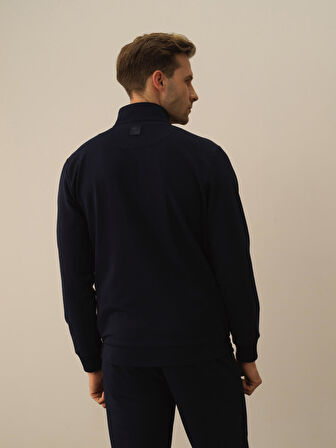 Xint Lacivert Pamuk Dokulu Slim Fit Sweatmont