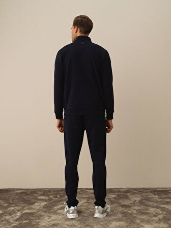 Xint Lacivert Pamuk Dokulu Slim Fit Sweatmont