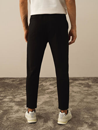 Xint Siyah Pamuk Dokulu Slim Fit Sweat Pantolon