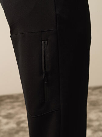 Xint Siyah Pamuk Dokulu Slim Fit Sweat Pantolon