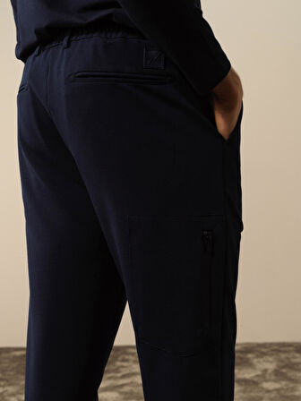 Xint Lacivert Pamuk Dokulu Slim Fit Sweat Pantolon