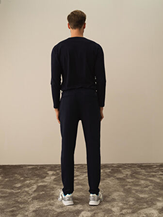 Xint Lacivert Pamuk Dokulu Slim Fit Sweat Pantolon