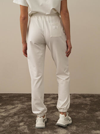 Xint Kırık Beyaz Pamuk Dokulu Regular Fit Sweat Pantolon