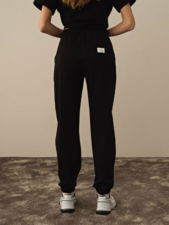 Xint Siyah Pamuk Dokulu Regular Fit Sweat Pantolon