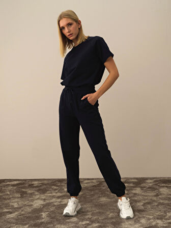 Xint Lacivert Pamuk Dokulu Regular Fit Sweat Pantolon