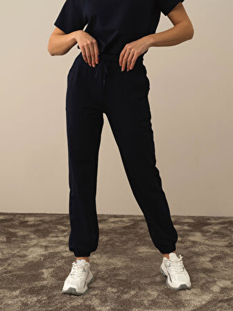 Xint Lacivert Pamuk Dokulu Regular Fit Sweat Pantolon