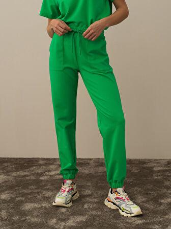 Xint Yeşil Pamuk Dokulu Regular Fit Sweat Pantolon
