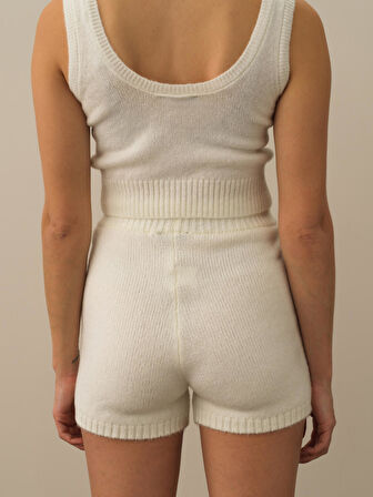 Xint Kırık Beyaz Lüks Pamuk Dokulu Regular Fit Şort