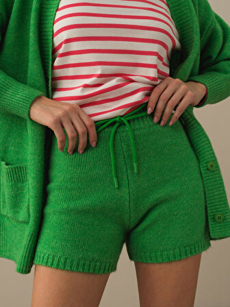 Xint Yeşil Lüks Pamuk Dokulu Regular Fit Şort