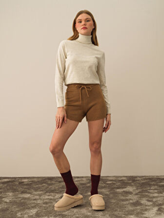 Xint Camel Lüks Pamuk Dokulu Regular Fit Şort