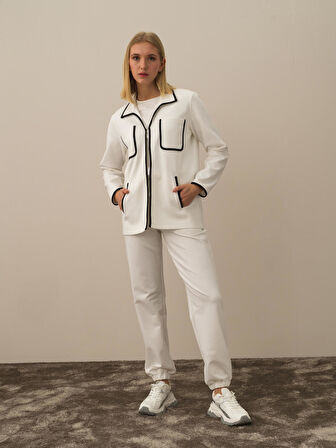 Xint Kırık Beyaz Pamuk Dokulu Regular Fit Sweatmont