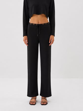 Xint Siyah Esnek Dokulu Regular Fit Sweat Pantolon