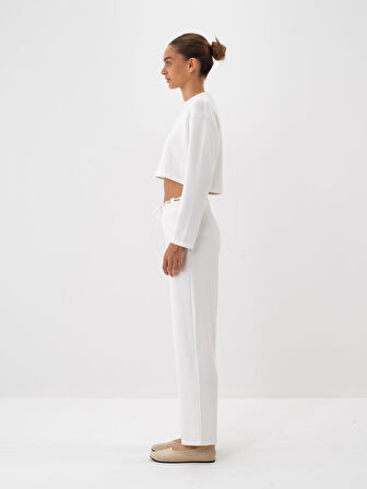 Xint Ekru Esnek Dokulu Regular Fit Sweat Pantolon