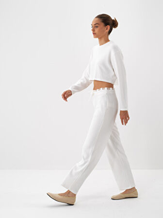 Xint Ekru Esnek Dokulu Regular Fit Sweat Pantolon