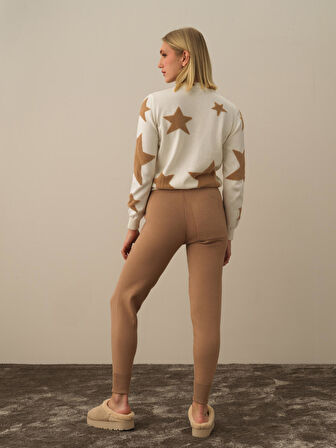 Xint Kırık Beyaz Pamuk Dokulu Regular Fit Kazak