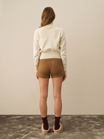 Xint Kırık Beyaz Pamuk Dokulu Oversize Kazak