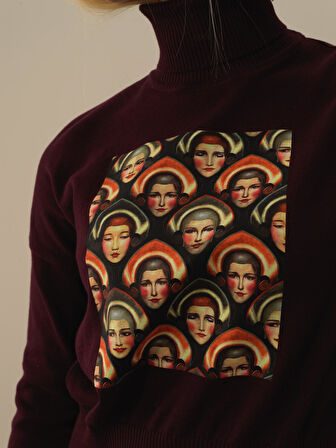 Xint Bordo Pamuk Dokulu Oversize Kazak