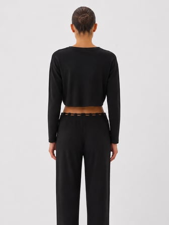 Xint Siyah Esnek Dokulu Regular Fit Bluz