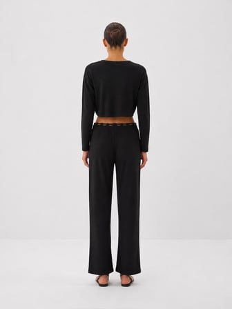 Xint Siyah Esnek Dokulu Regular Fit Bluz