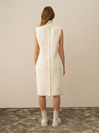 Xint Ekru Doğal Yün Dokulu Regular Fit Yelek