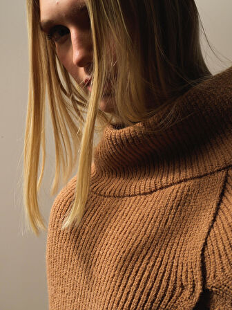 Xint Camel Doğal Yün Dokulu Regular Fit Pelerin