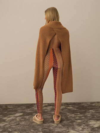 Xint Camel Doğal Yün Dokulu Regular Fit Pelerin